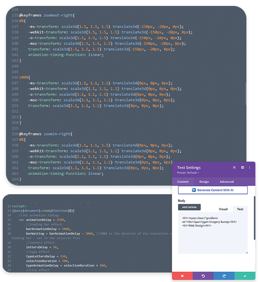 CSS, Javascript and HTML Code Custom Website design